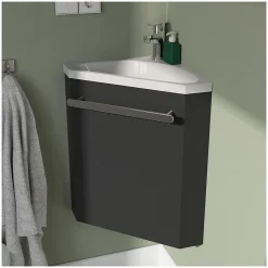 Mob-In Ensemble lave-mains angle suspendu SKINO avec robinet et armoire d'angle