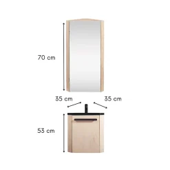 Mob-In Ensemble lave-mains angle SKINO avec robinet et armoire* Lave-Mains