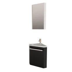 Mob-In Ensemble lave-mains d'angle SKINO + vasque + armoire de toilette
