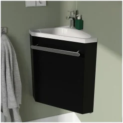 Mob-In Ensemble lave-mains d'angle SKINO + vasque + armoire de toilette