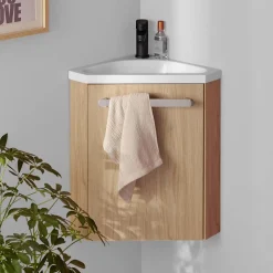 Mob-In Ensemble lave-mains d'angle suspendu SKINO avec robinet noir* Lave-Mains