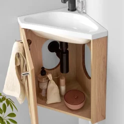Mob-In Ensemble lave-mains d'angle suspendu SKINO avec robinet noir* Lave-Mains