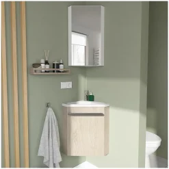 Mob-In Ensemble lave-mains d'angle SKINO + vasque + armoire de toilette* Lave-Mains