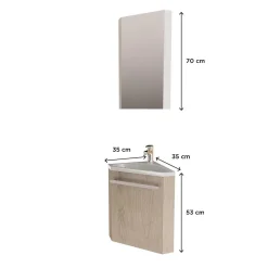 Mob-In Ensemble lave-mains d'angle SKINO + vasque + armoire de toilette* Lave-Mains