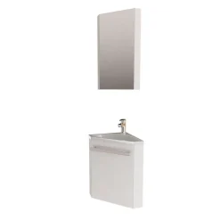Mob-In Ensemble lave-mains d'angle SKINO + vasque + armoire de toilette* Lave-Mains
