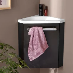 Mob-In Ensemble lave-mains d'angle suspendu SKINO avec robinet noir* Lave-Mains