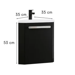 Mob-In Ensemble lave-mains d'angle suspendu SKINO avec robinet noir* Lave-Mains