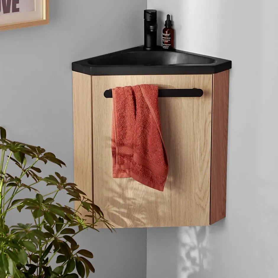 Mob-In Ensemble lave-mains d'angle suspendu SKINO avec robinet noir