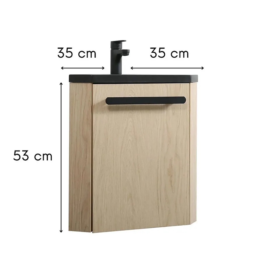 Mob-In Ensemble lave-mains d'angle suspendu SKINO avec robinet noir
