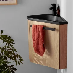 Mob-In Ensemble lave-mains d'angle suspendu SKINO avec robinet noir