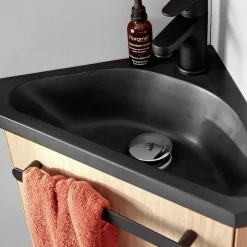 Mob-In Ensemble lave-mains d'angle suspendu SKINO avec robinet noir