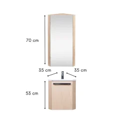 Mob-In Ensemble lave-mains d'angle SKINO suspendu avec armoire miroir* Lave-Mains