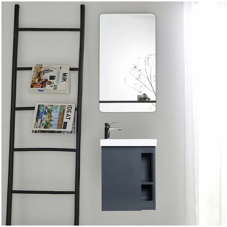 Mob-In Ensemble lave-mains HAMPTON avec robinet chromé et miroir