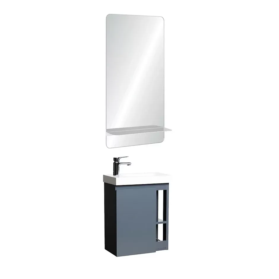 Mob-In Ensemble lave-mains HAMPTON avec robinet chromé et miroir