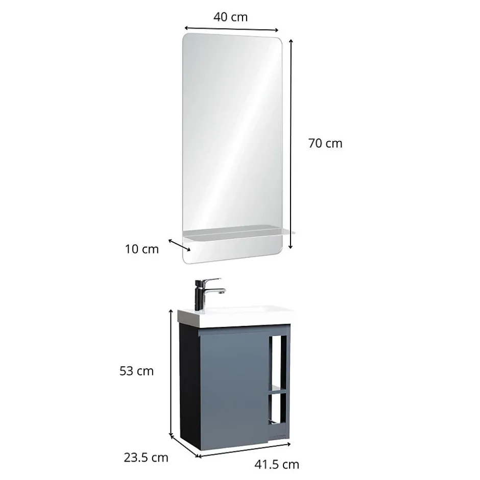 Mob-In Ensemble lave-mains HAMPTON avec robinet chromé et miroir