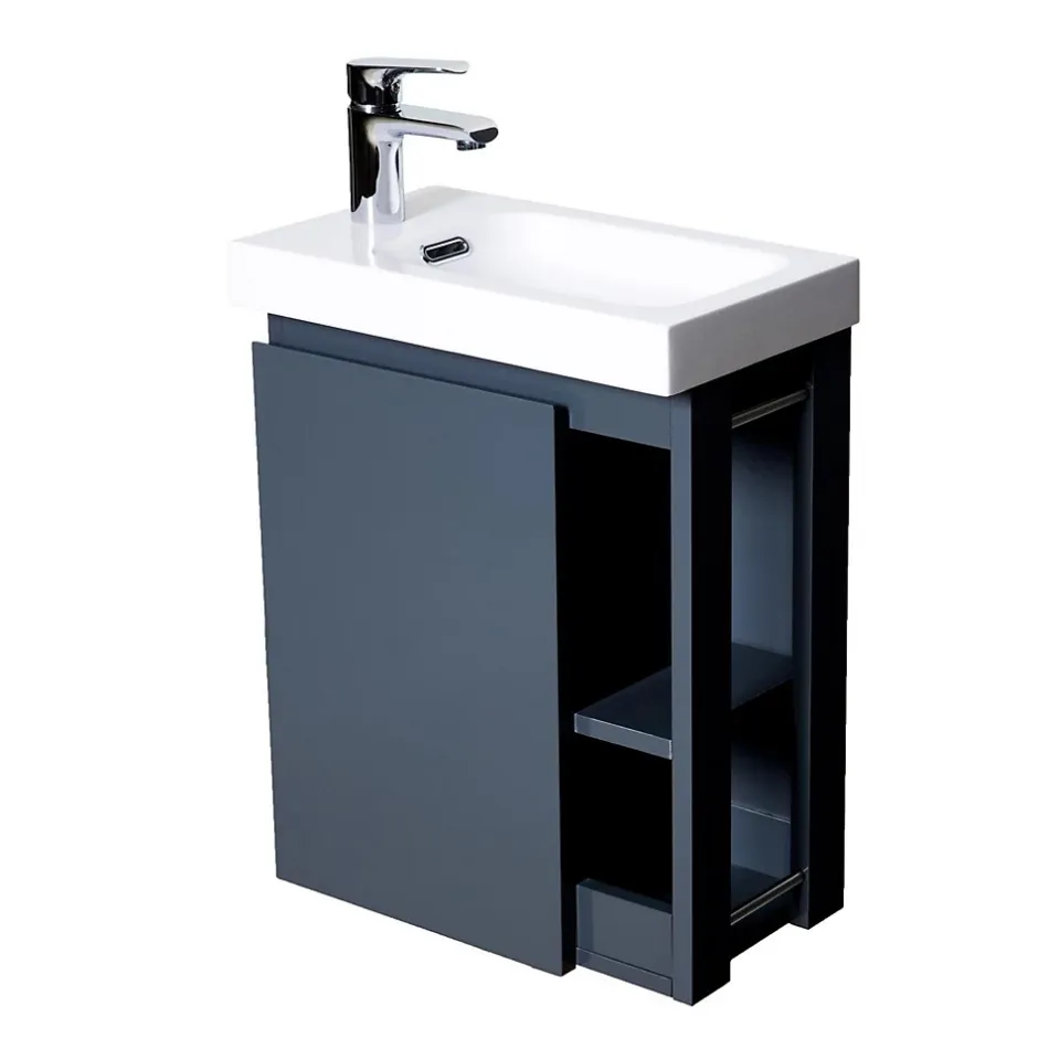 Mob-In Ensemble lave-mains HAMPTON avec robinet chromé et miroir