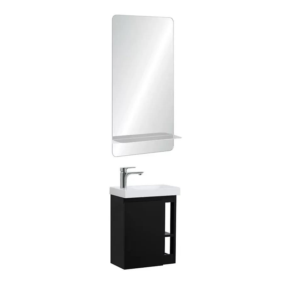 Mob-In Ensemble lave-mains HAMPTON avec rangement latéral et miroir tablette