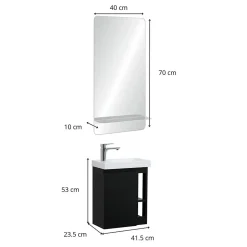 Mob-In Ensemble lave-mains HAMPTON avec rangement latéral et miroir tablette