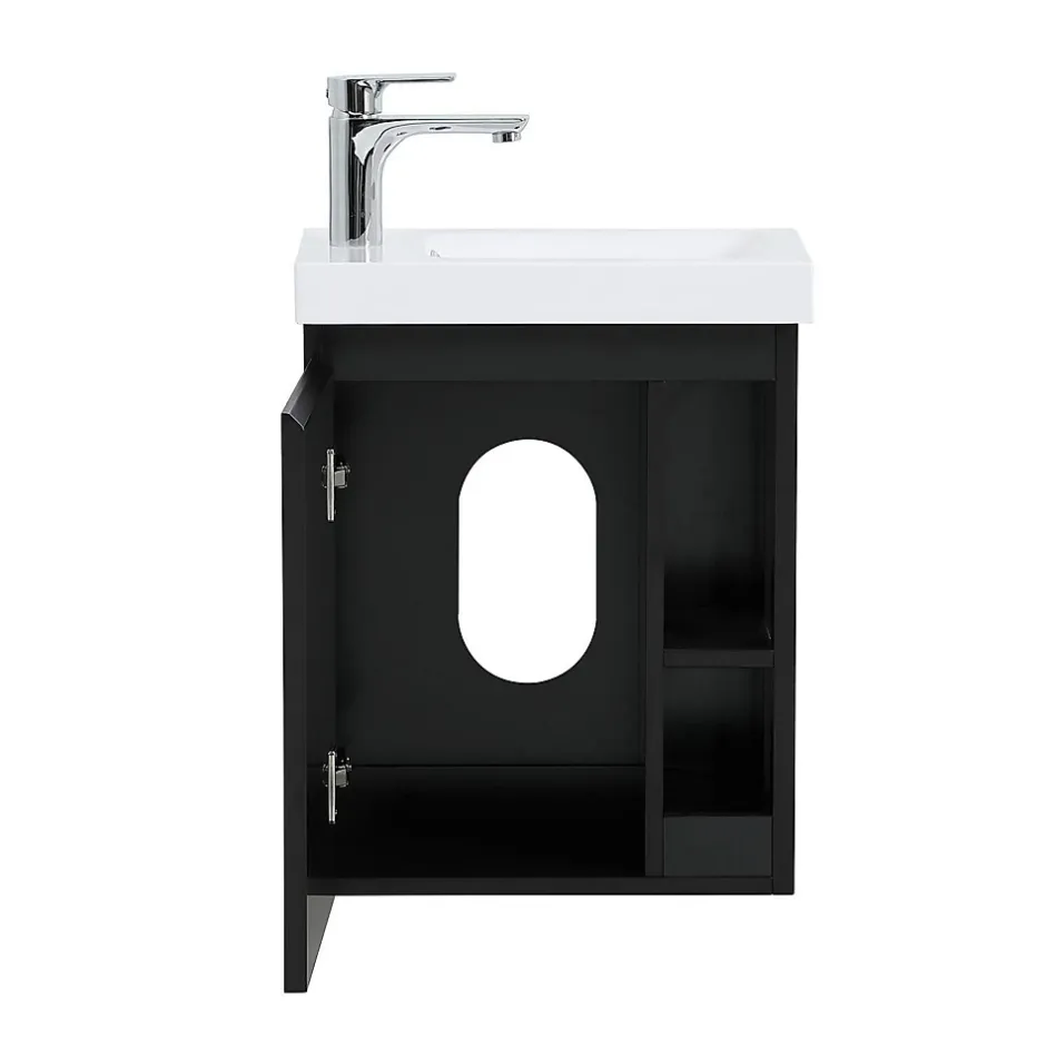 Mob-In Ensemble lave-mains HAMPTON avec rangement latéral et miroir tablette