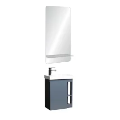 Mob-In Ensemble lave-mains HAMPTON avec rangement latéral et miroir tablette