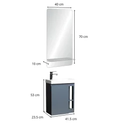 Mob-In Ensemble lave-mains HAMPTON avec rangement latéral et miroir tablette