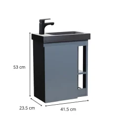 Mob-In Ensemble lave-mains HAMPTON avec rangement latéral et robinet noir