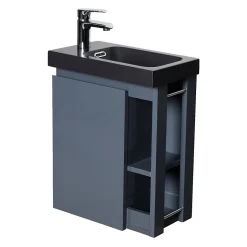 Mob-In Ensemble lave-mains HAMPTON avec rangement latéral et robinet noir