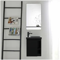 Mob-In Ensemble lave-mains HAMPTON avec robinet noir et miroir tablette* Lave-Mains