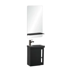 Mob-In Ensemble lave-mains HAMPTON avec robinet noir et miroir tablette* Lave-Mains