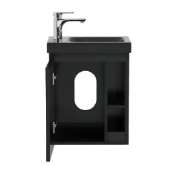 Mob-In Ensemble lave-mains HAMPTON avec robinet noir et miroir tablette* Lave-Mains