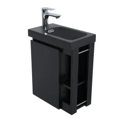 Mob-In Ensemble lave-mains HAMPTON avec robinet noir et miroir tablette* Lave-Mains