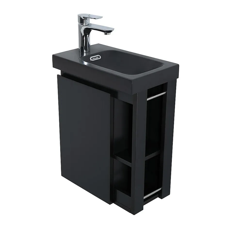 Mob-In Ensemble lave-mains HAMPTON avec robinet noir et miroir tablette* Lave-Mains