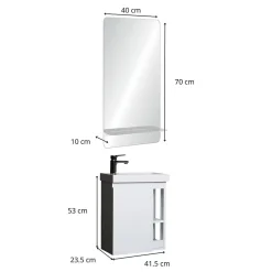 Mob-In Ensemble lave-mains HAMPTON avec robinet chromé et miroir