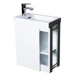 Mob-In Ensemble lave-mains HAMPTON avec robinet chromé et miroir