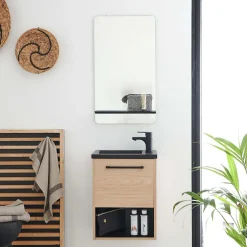 Mob-In Ensemble lave-mains NIKA avec niche, robinet et miroir tablette