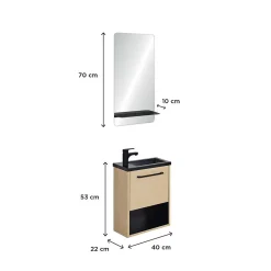 Mob-In Ensemble lave-mains NIKA avec niche et miroir tablette* Lave-Mains