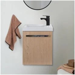 Mob-In Ensemble lave-mains suspendu NEVADA avec robinet noir* Lave-Mains