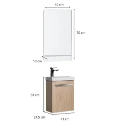 Mob-In Ensemble lave-mains suspendu NEVADA avec robinet et miroir* Lave-Mains