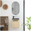 Mob-In Ensemble lave-mains suspendu NEVADA avec robinet noir et miroir ovale
