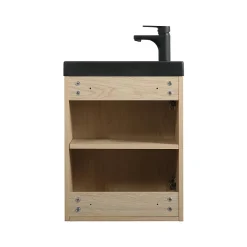 Mob-In Ensemble lave-mains suspendu NEVADA avec robinet noir et miroir ovale