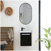 Mob-In Ensemble lave-mains suspendu NEVADA avec robinet noir et miroir ovale* Lave-Mains