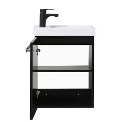 Mob-In Ensemble lave-mains suspendu NEVADA avec robinet noir et miroir ovale* Lave-Mains