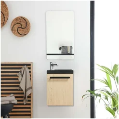 Mob-In Ensemble lave-mains suspendu NEVADA avec robinet et miroir* Lave-Mains