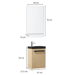 Mob-In Ensemble lave-mains suspendu NEVADA avec robinet et miroir* Lave-Mains