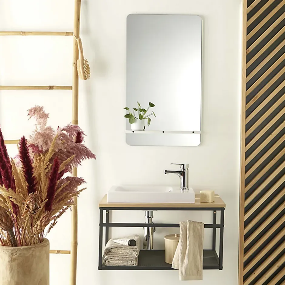 Mob-In Ensemble lave-mains WILO grande largeur avec robinet et miroir 60cm