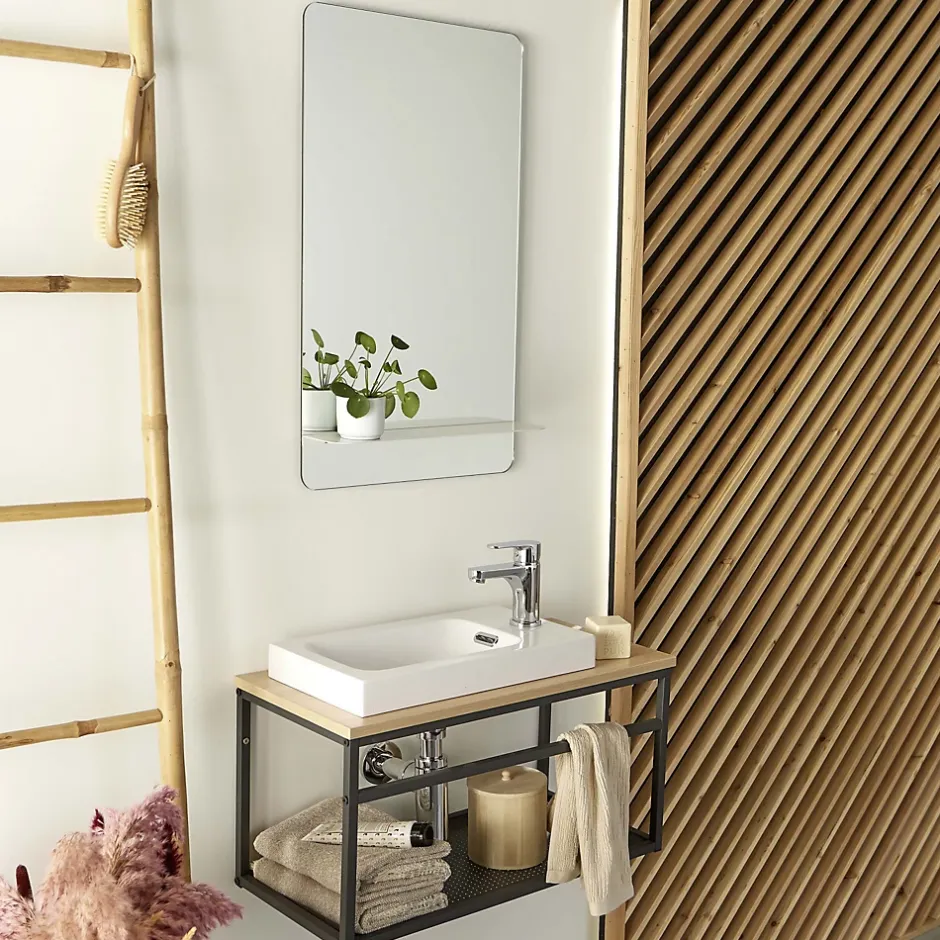 Mob-In Ensemble lave-mains WILO grande largeur avec robinet et miroir 60cm