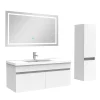 AICA Sanitaire Ensemble meuble + vasque + miroir lumineux + colonne 100cm meuble salle de bain Blanc* Ensemble Meuble De Salle De Bains