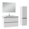 AICA Sanitaire Ensemble meuble de salle de bain 80cm, vasque céramique + colonne + miroir lumineux, blanc* Ensemble Meuble De Salle De Bains