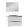 AICA Sanitaire Ensemble meuble de salle de bain 80cm, vasque céramique et LED miroir mural, blanc* Ensemble Meuble De Salle De Bains