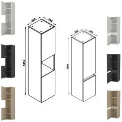 AICA Sanitaire Ensemble meuble de salle de bains 80cm, simple vasque et colonne et LED miroir,chêne* Ensemble Meuble De Salle De Bains